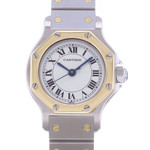 Montre d'occasion CARTIER Santos Octogonale femme automatique bracelet or jaune 750/000 et acier - vue D1