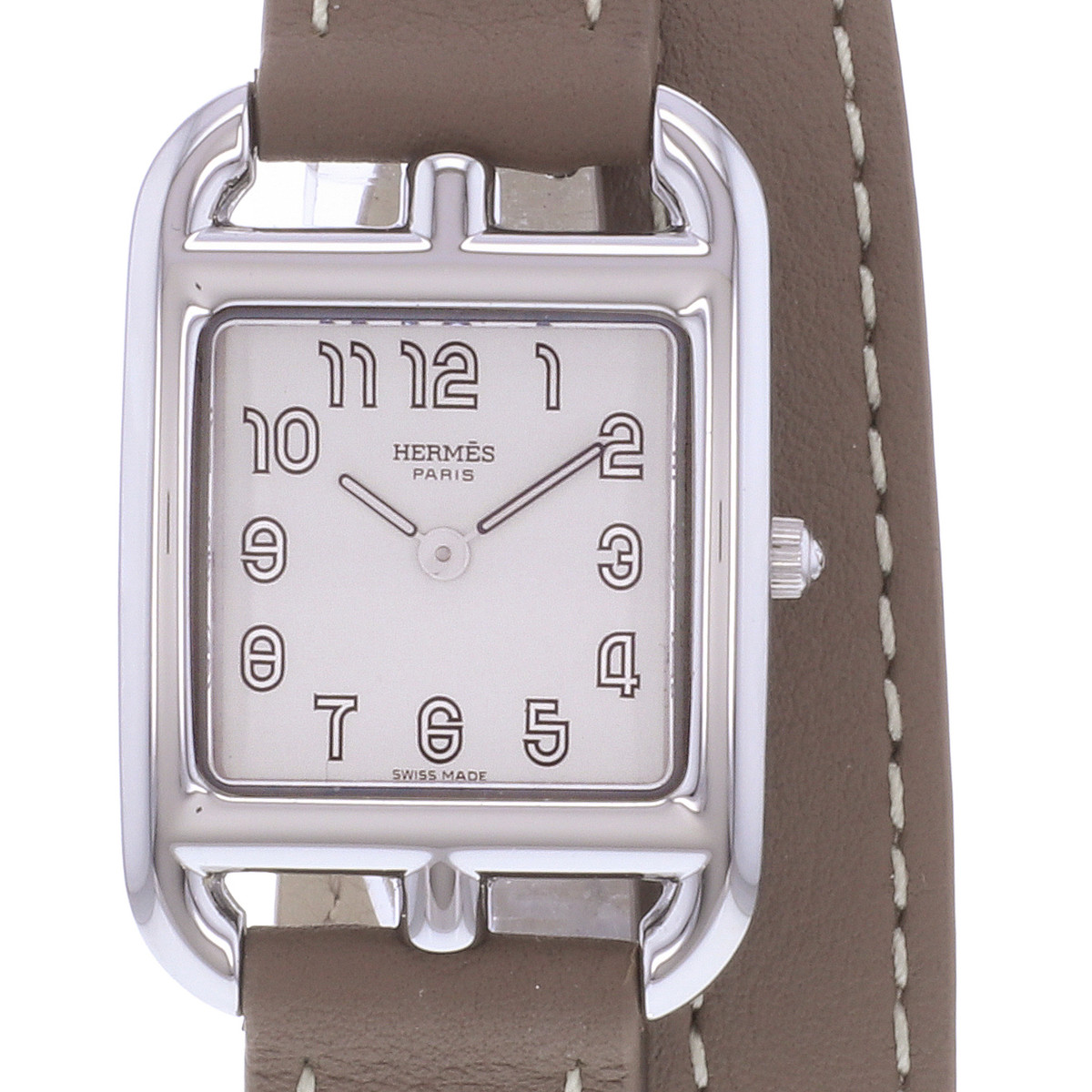 Montre d'occasion HERMES Cape Cod femme quartz bracelet cuir cresus - vue D1