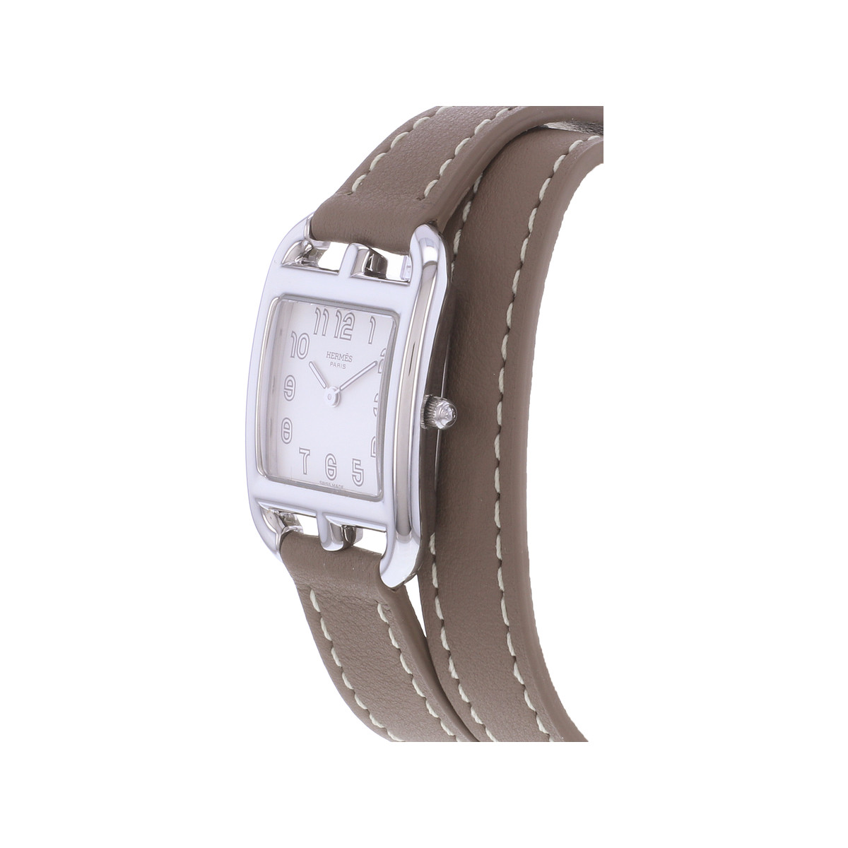 Montre d'occasion HERMES Cape Cod femme quartz bracelet cuir cresus - vue D2