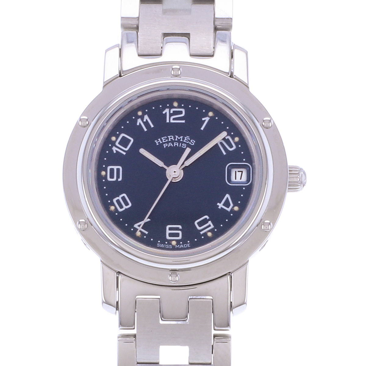 Montre d'occasion HERMES Clipper femme quartz bracelet acier - vue D1
