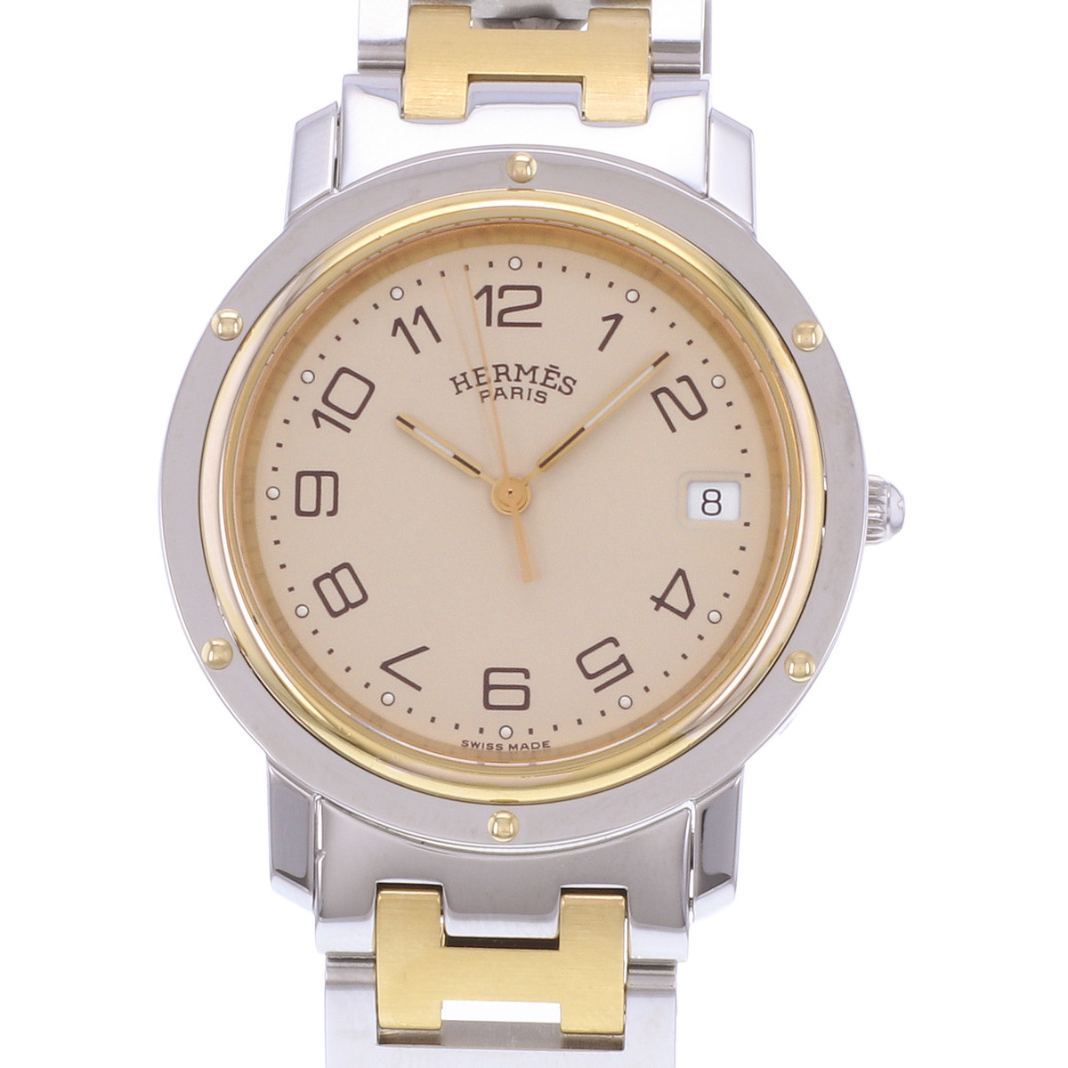 Montre d'occasion HERMES Clipper mixte quartz bracelet acier et plaqué or - vue D1