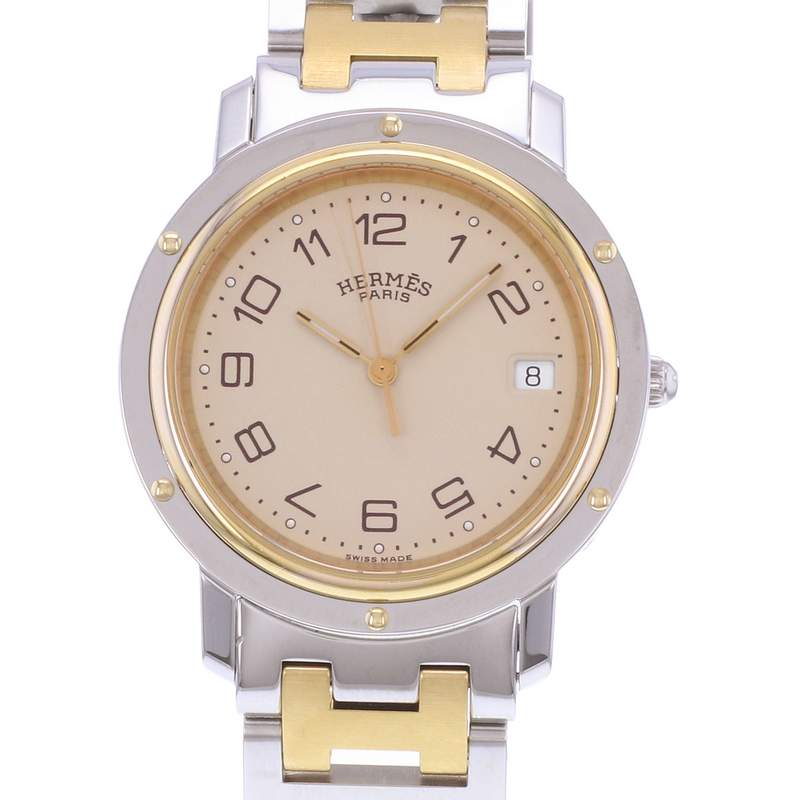 Montre d'occasion HERMES Clipper mixte quartz bracelet acier et plaqué or - vue D1