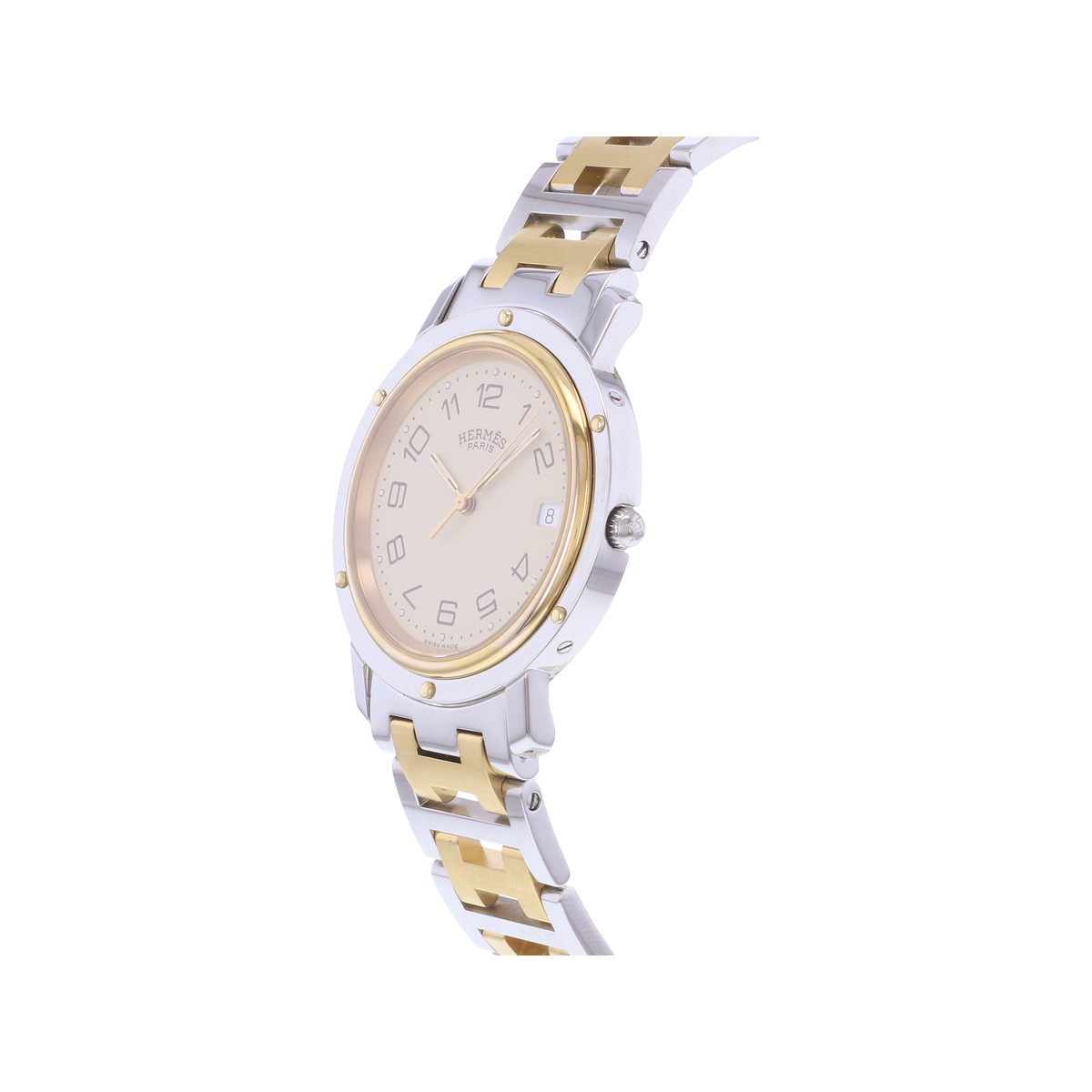 Montre d'occasion HERMES Clipper mixte quartz bracelet acier et plaqué or - vue D2