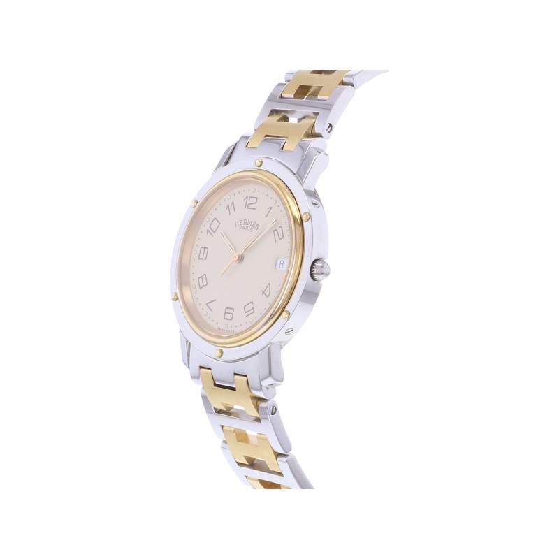 Montre d'occasion HERMES Clipper mixte quartz bracelet acier et plaqué or - vue D2