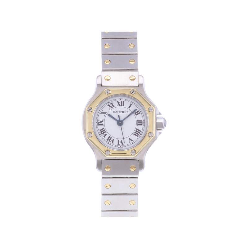 Montre d'occasion CARTIER Santos Octogonale femme automatique bracelet or jaune 750/000 et acier - vue 1