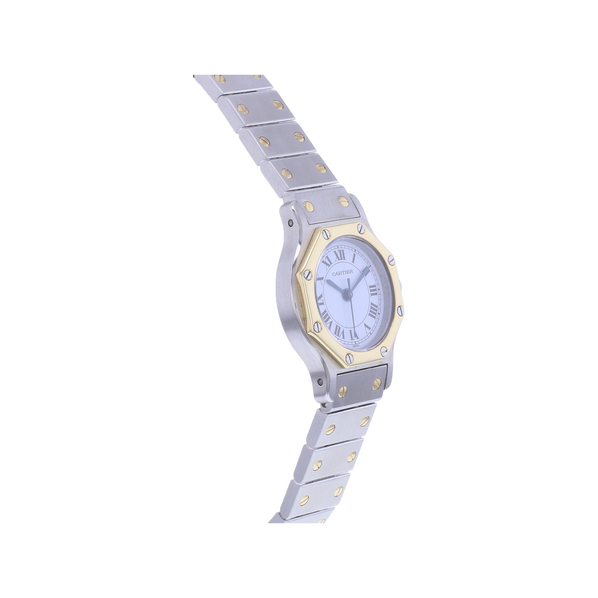 Montre d'occasion CARTIER Santos Octogonale femme automatique bracelet or jaune 750/000 et acier - vue 2