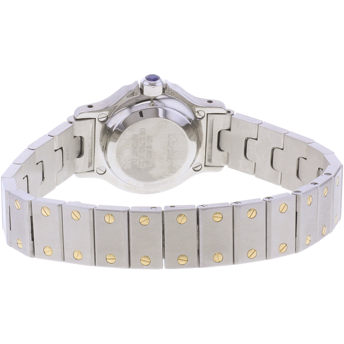 Montre d'occasion CARTIER Santos Octogonale femme automatique bracelet or jaune 750/000 et acier - vue 3