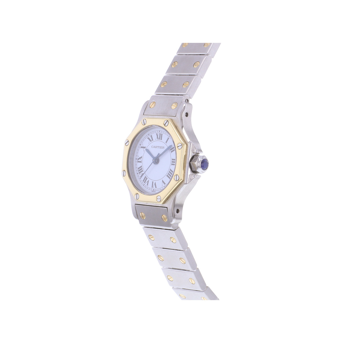 Montre d'occasion CARTIER Santos Octogonale femme automatique bracelet or jaune 750/000 et acier - vue D2