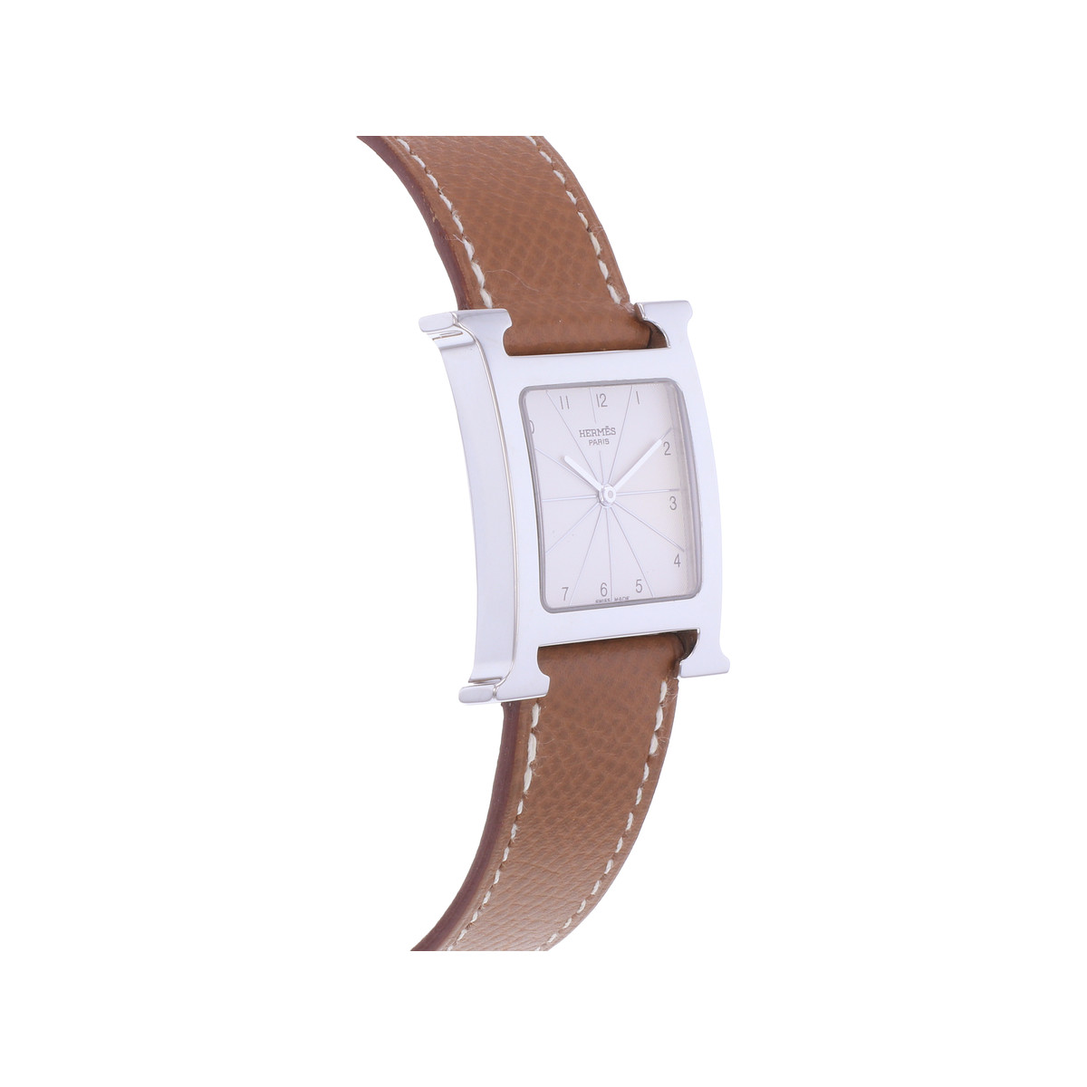 Montre d'occasion HERMES Heure H MM femme quartz bracelet cuir d'origine - vue 2