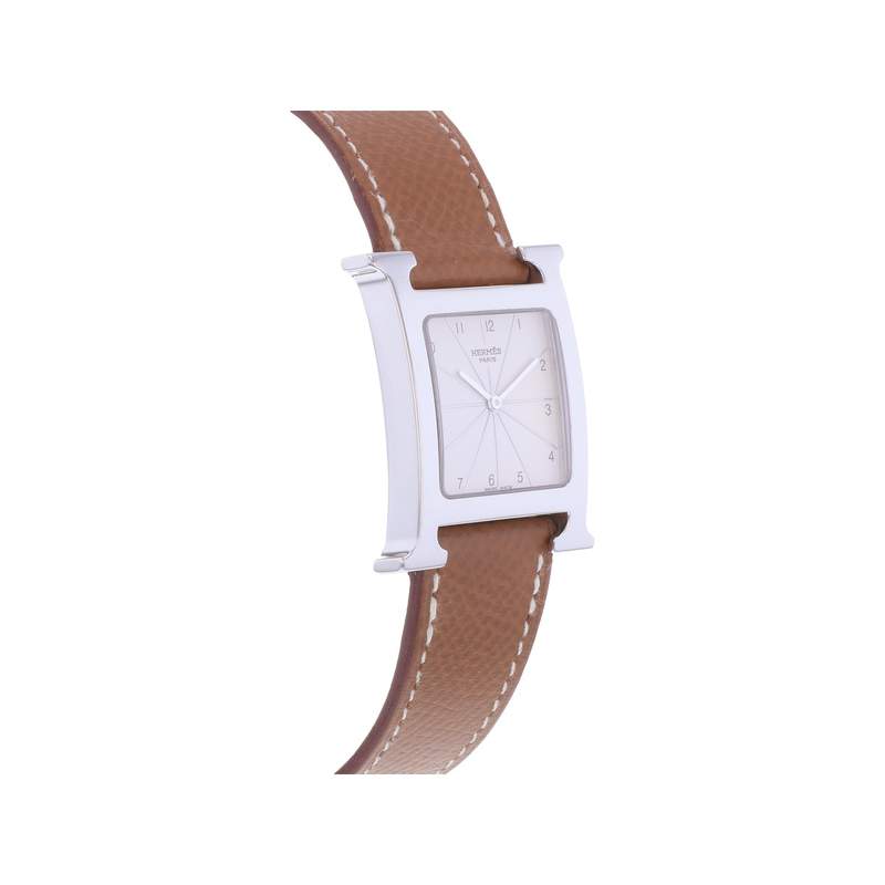 Montre d'occasion HERMES Heure H MM femme quartz bracelet cuir d'origine - vue 2