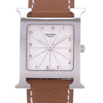 Montre d'occasion HERMES Heure H MM femme quartz bracelet cuir d'origine - vue D1