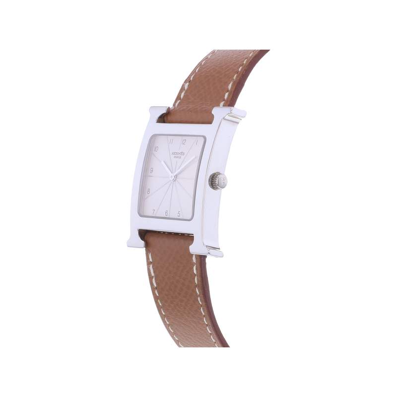 Montre d'occasion HERMES Heure H MM femme quartz bracelet cuir d'origine - vue D2