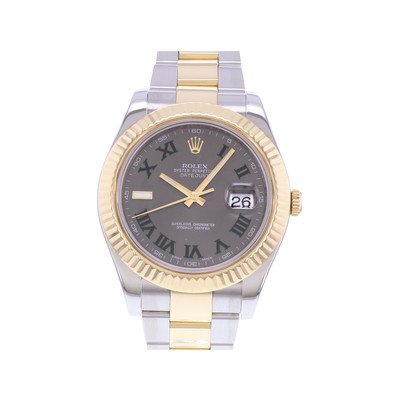Montre d'occasion ROLEX DateJust 41 Wimbledon homme mouvement automatique certifié (cosc) bracelet or jaune 750/000 et acier