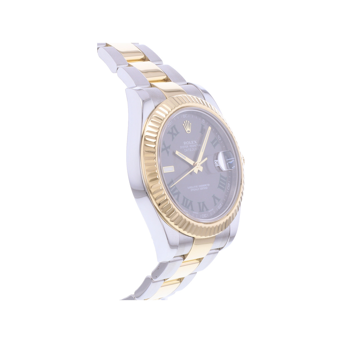 Montre d'occasion ROLEX DateJust 41 Wimbledon homme mouvement automatique certifié (cosc) bracelet or jaune 750/000 et acier - vue 2