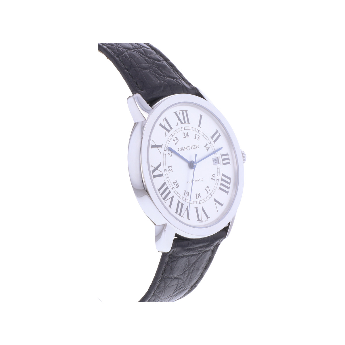 Montre d'occasion CARTIER Ronde Solo homme automatique bracelet cuir d'origine - vue 2