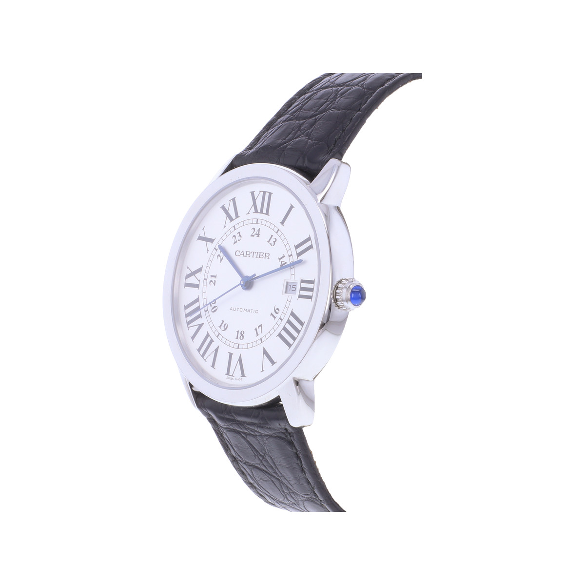 Montre d'occasion CARTIER Ronde Solo homme automatique bracelet cuir d'origine - vue D2