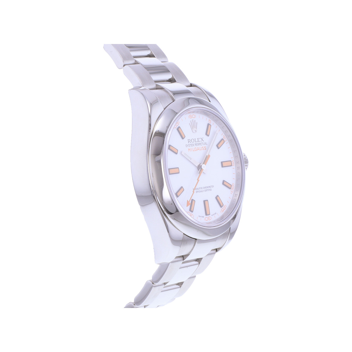 Montre d'occasion ROLEX Milgauss homme mouvement automatique certifié (cosc) bracelet acier - vue 2