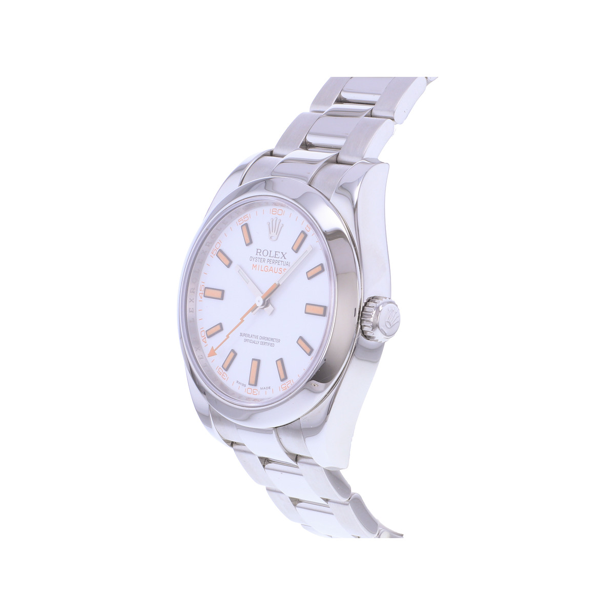 Montre d'occasion ROLEX Milgauss homme mouvement automatique certifié (cosc) bracelet acier - vue D2