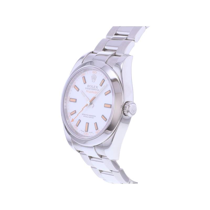 Montre d'occasion ROLEX Milgauss homme mouvement automatique certifié (cosc) bracelet acier - vue D2