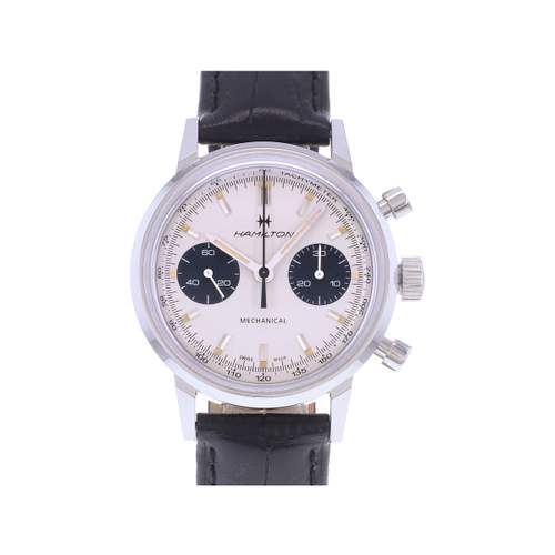 Montre d'occasion HAMILTON American Classic Intra-Matic Chronographe homme mécanique bracelet cuir d'origine