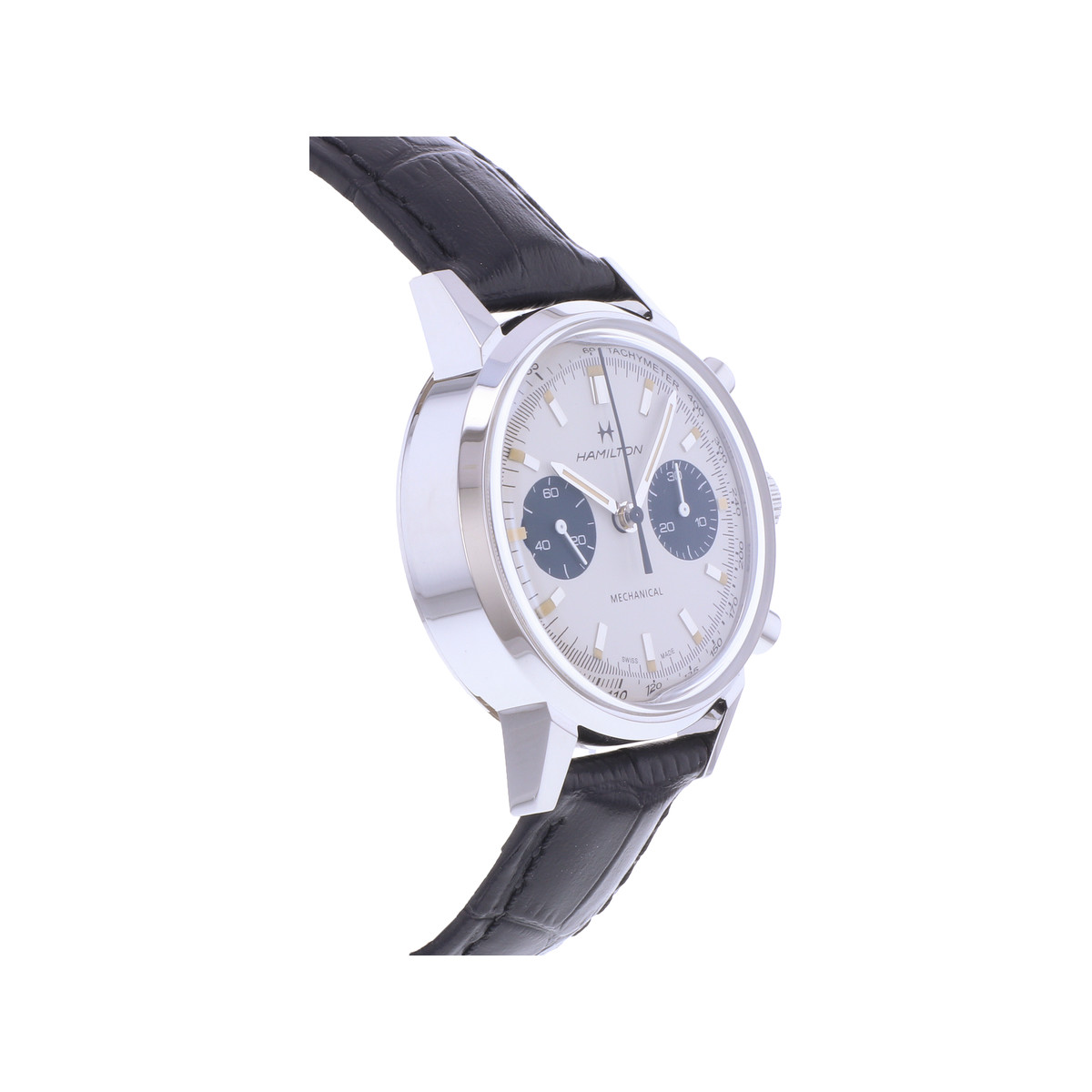 Montre d'occasion HAMILTON American Classic Intra-Matic Chronographe homme mécanique bracelet cuir d'origine - vue 2