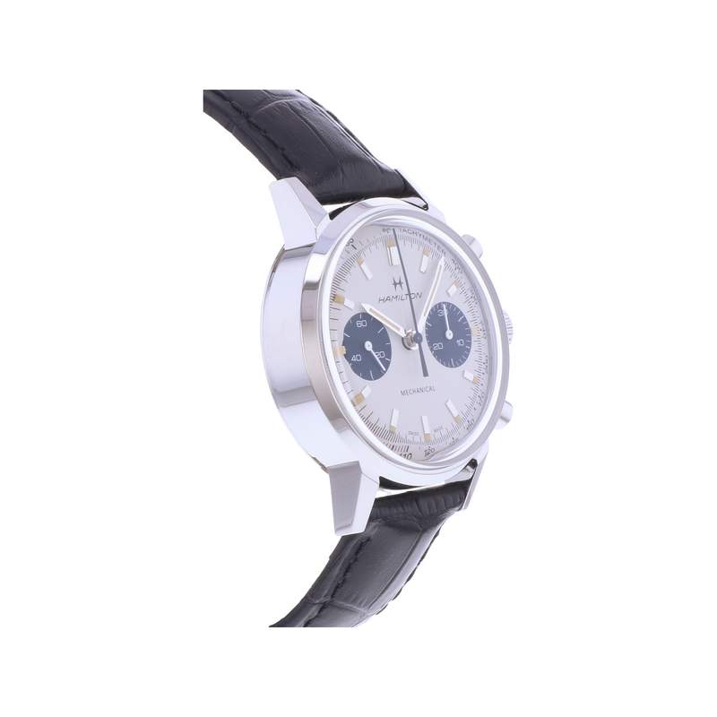 Montre d'occasion HAMILTON American Classic Intra-Matic Chronographe homme mécanique bracelet cuir d'origine - vue 2