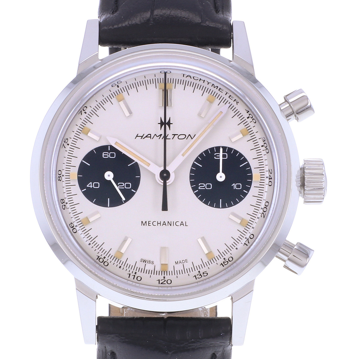 Montre d'occasion HAMILTON American Classic Intra-Matic Chronographe homme mécanique bracelet cuir d'origine - vue D1