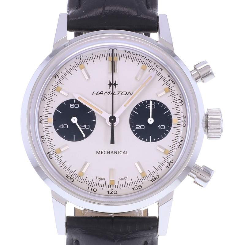 Montre d'occasion HAMILTON American Classic Intra-Matic Chronographe homme mécanique bracelet cuir d'origine - vue D1