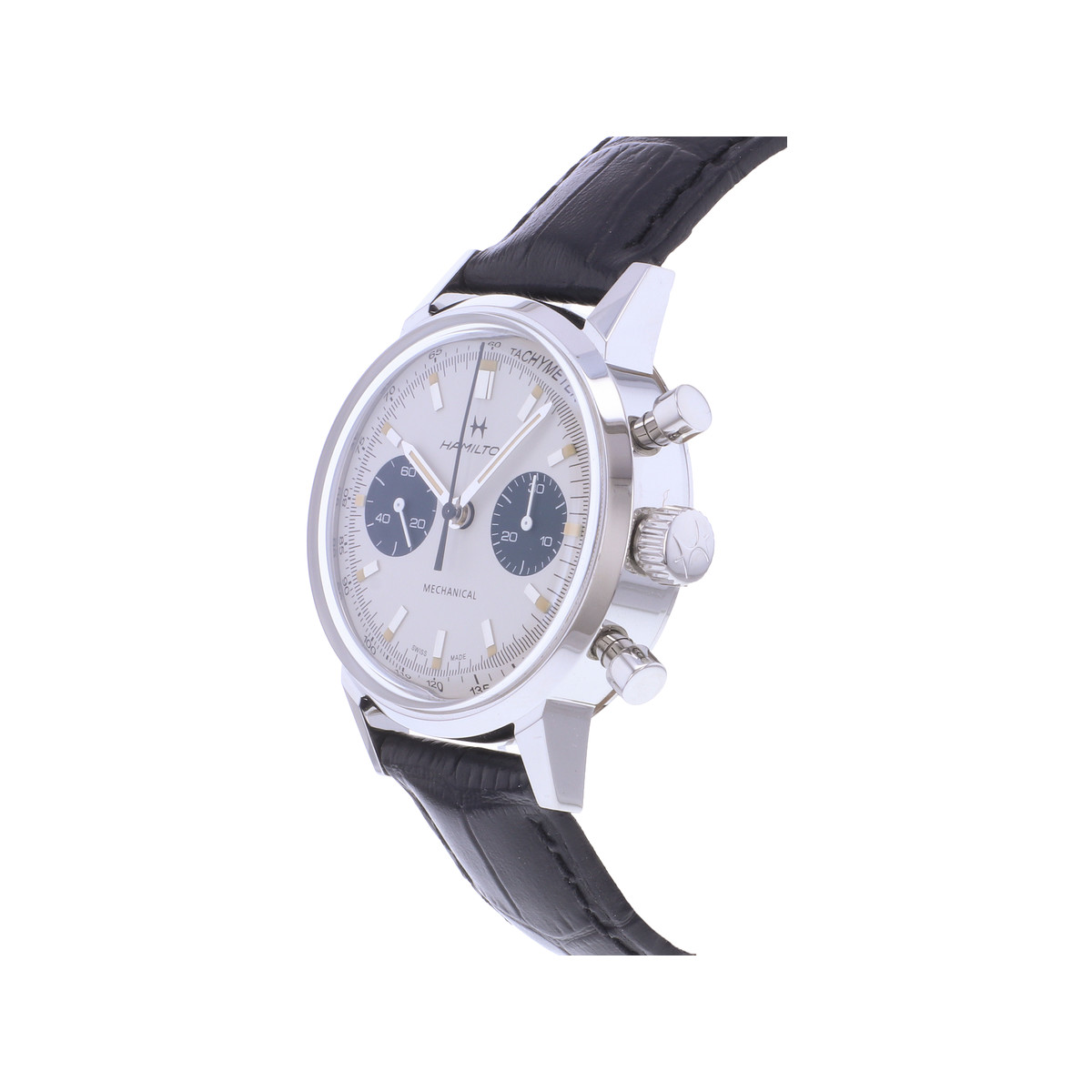 Montre d'occasion HAMILTON American Classic Intra-Matic Chronographe homme mécanique bracelet cuir d'origine - vue D2