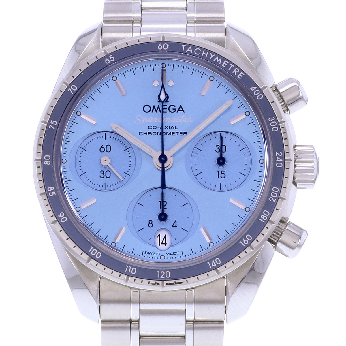 Montre d'occasion OMEGA Speedmaster 38 homme mouvement automatique certifié (cosc) bracelet acier - vue D1