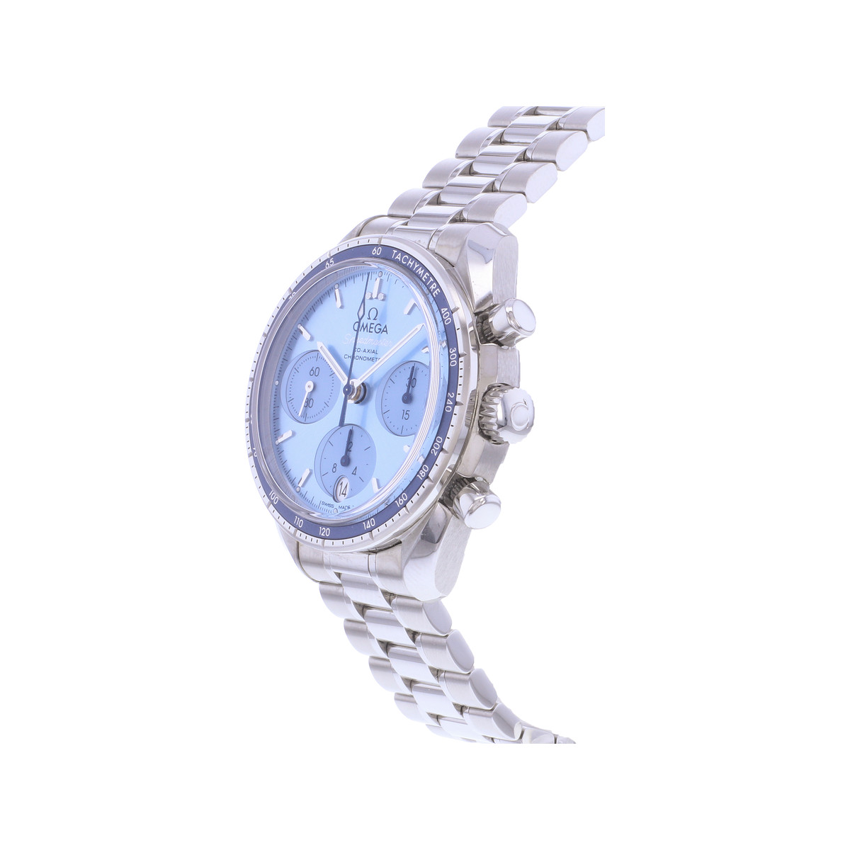 Montre d'occasion OMEGA Speedmaster 38 homme mouvement automatique certifié (cosc) bracelet acier - vue D2