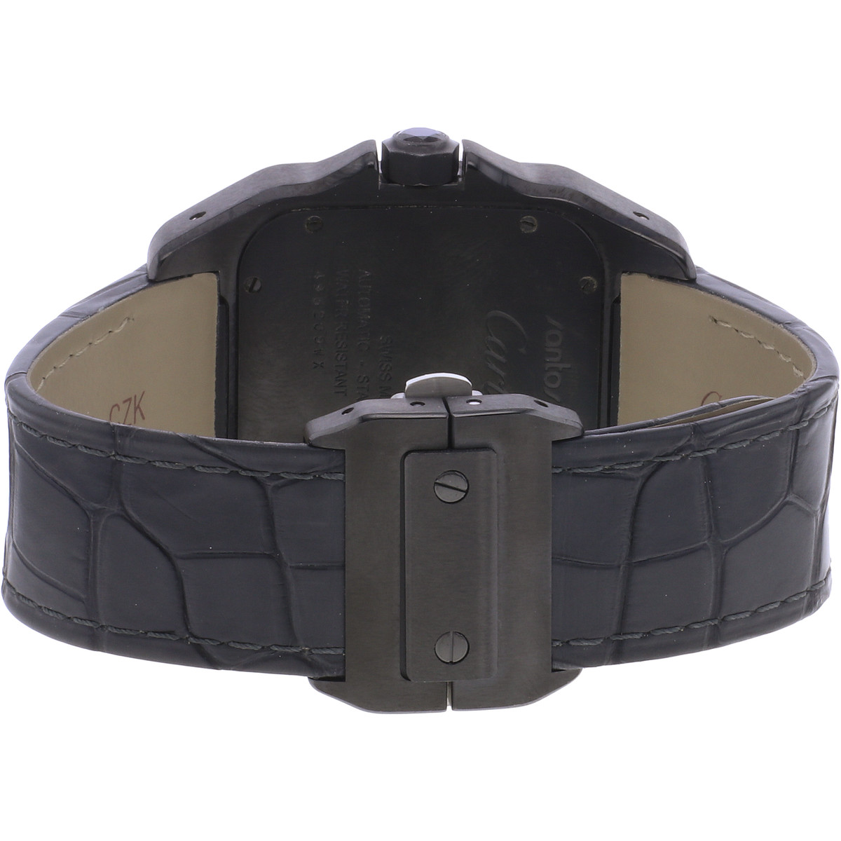 Montre d'occasion CARTIER Santos 100 Carbone homme automatique bracelet cuir d'origine - vue 3