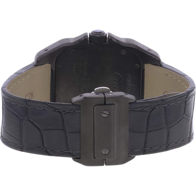 Montre d'occasion CARTIER Santos 100 Carbone homme automatique bracelet cuir d'origine - vue 3
