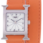 Montre d'occasion HERMES Heure H femme quartz bracelet cuir - vue D1
