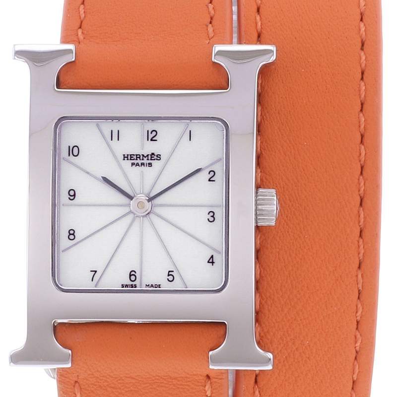 Montre d'occasion HERMES Heure H femme quartz bracelet cuir - vue D1