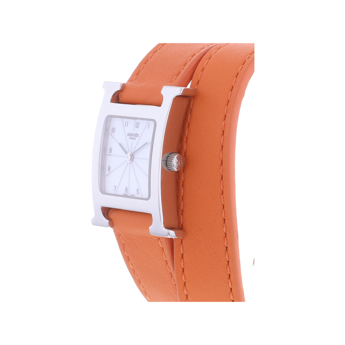 Montre d'occasion HERMES Heure H femme quartz bracelet cuir - vue D2