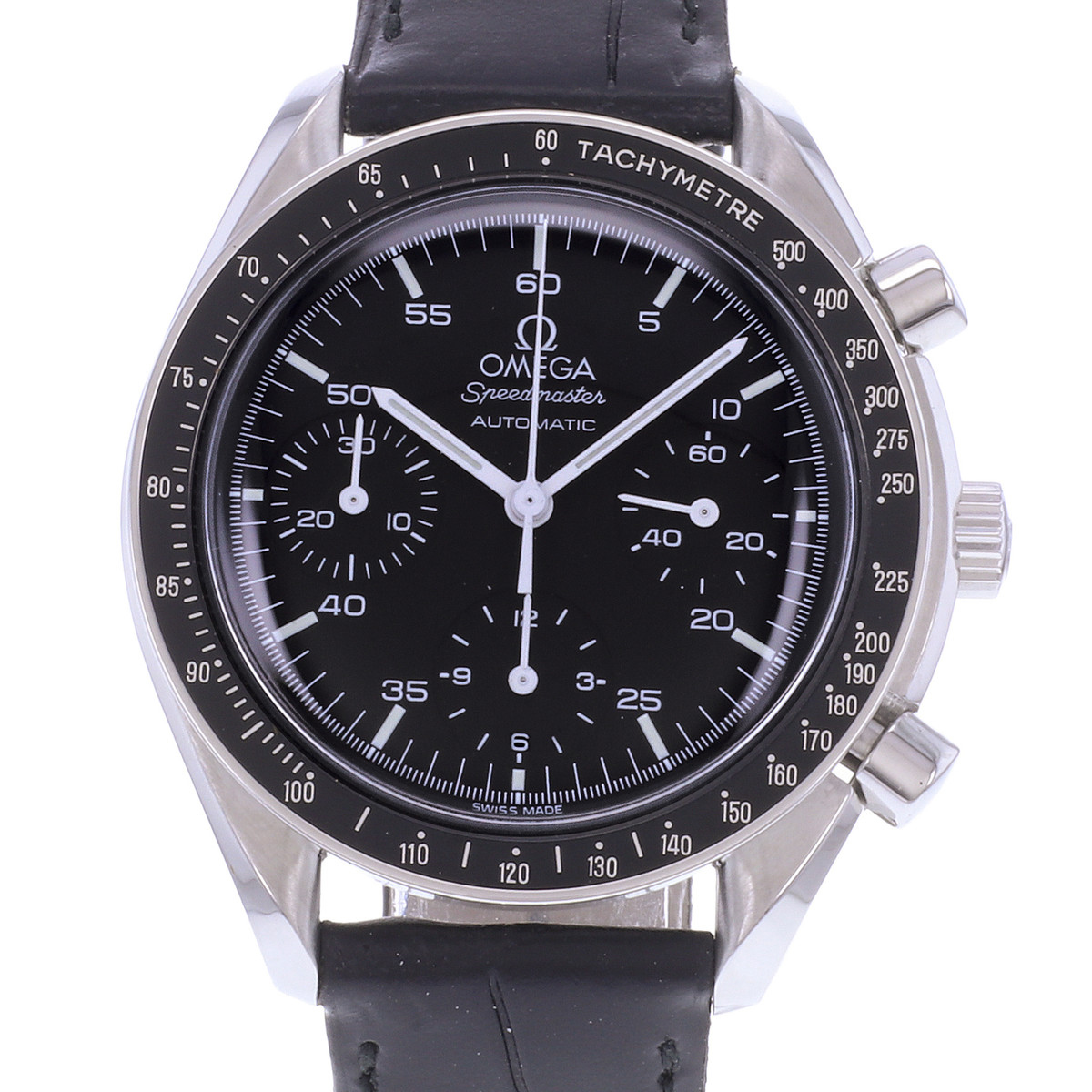 Montre d'occasion OMEGA Speedmaster Reduced homme automatique bracelet cuir - vue D1