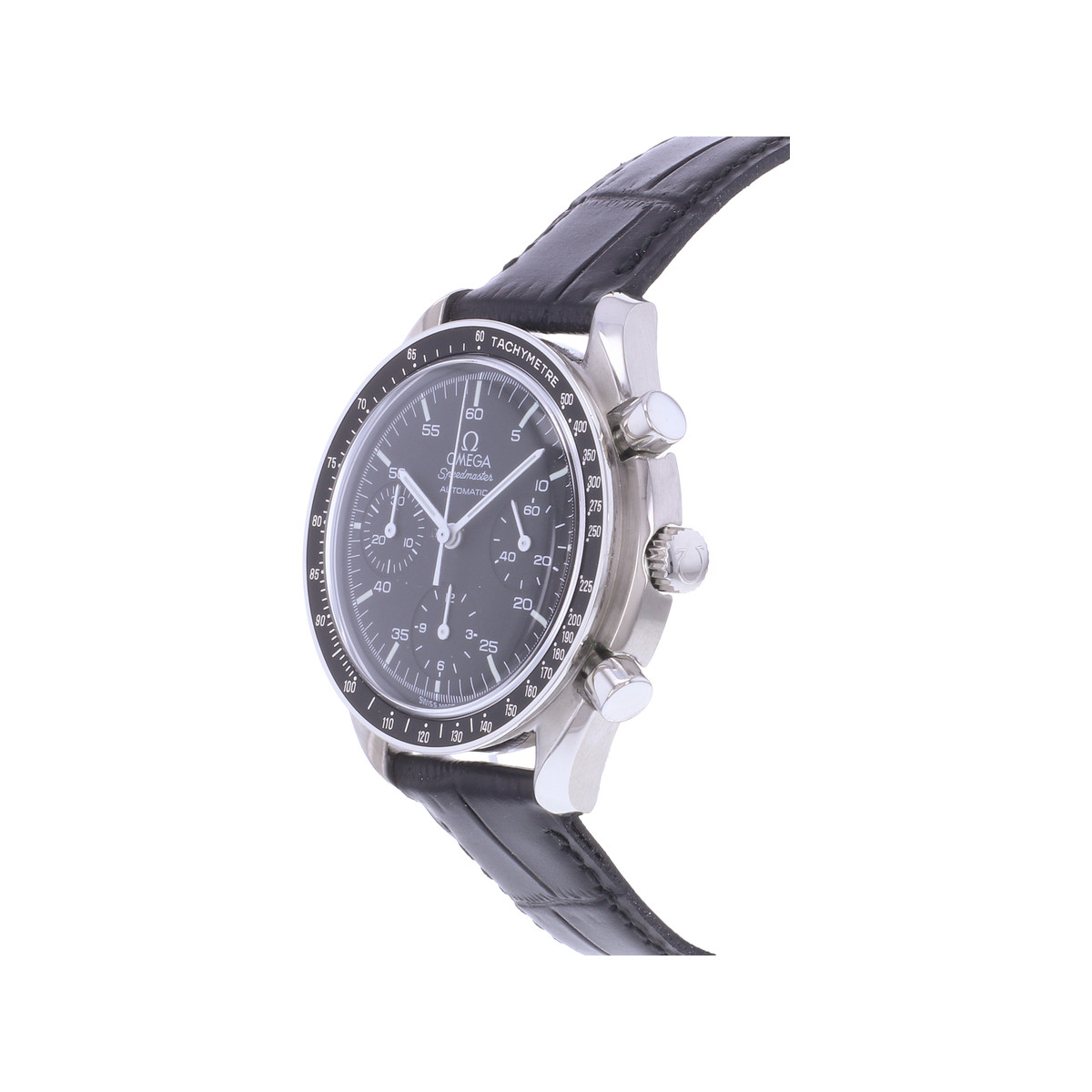 Montre d'occasion OMEGA Speedmaster Reduced homme automatique bracelet cuir - vue D2