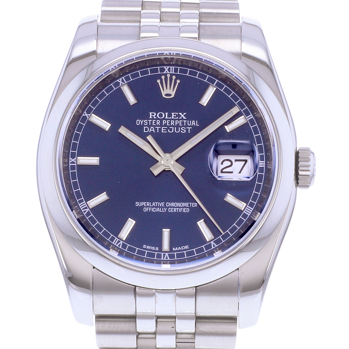 Montre d'occasion ROLEX DateJust 36 homme mouvement automatique certifié (cosc) bracelet acier - vue D1