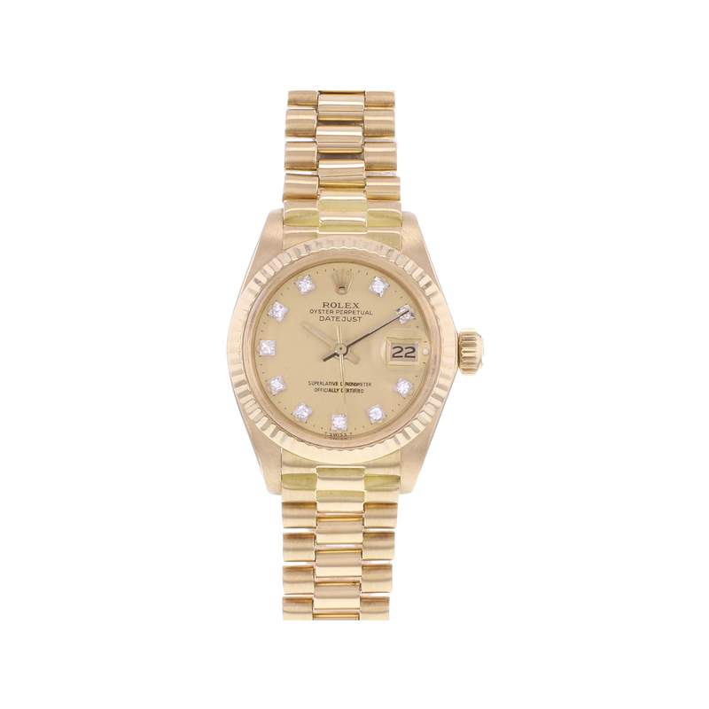 Montre d'occasion ROLEX DateJust Lady Vintage femme mouvement automatique certifié (cosc) bracelet or jaune 750/000 - vue 1