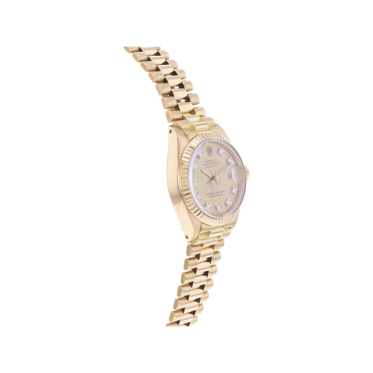 Montre d'occasion ROLEX DateJust Lady Vintage femme mouvement automatique certifié (cosc) bracelet or jaune 750/000 - vue 2
