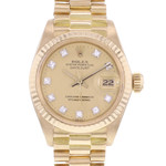 Montre d'occasion ROLEX DateJust Lady Vintage femme mouvement automatique certifié (cosc) bracelet or jaune 750/000 - vue D1