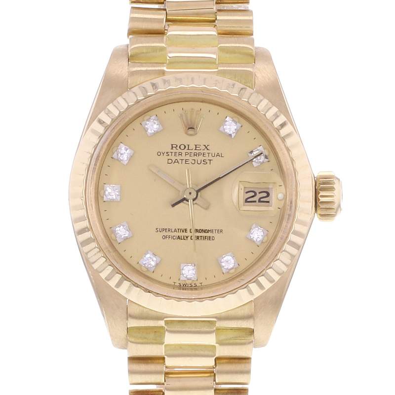 Montre d'occasion ROLEX DateJust Lady Vintage femme mouvement automatique certifié (cosc) bracelet or jaune 750/000 - vue D1