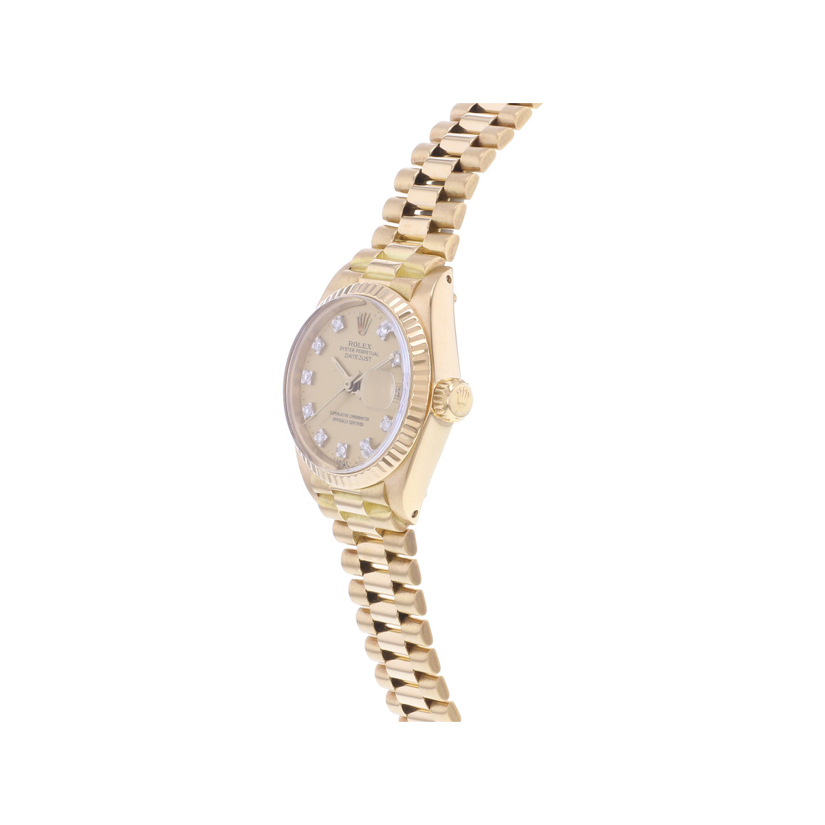 Montre d'occasion ROLEX DateJust Lady Vintage femme mouvement automatique certifié (cosc) bracelet or jaune 750/000 - vue D2