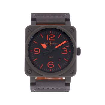 Montre d'occasion BELL & ROSS BR03-92 MA-1 homme automatique bracelet cuir d'origine