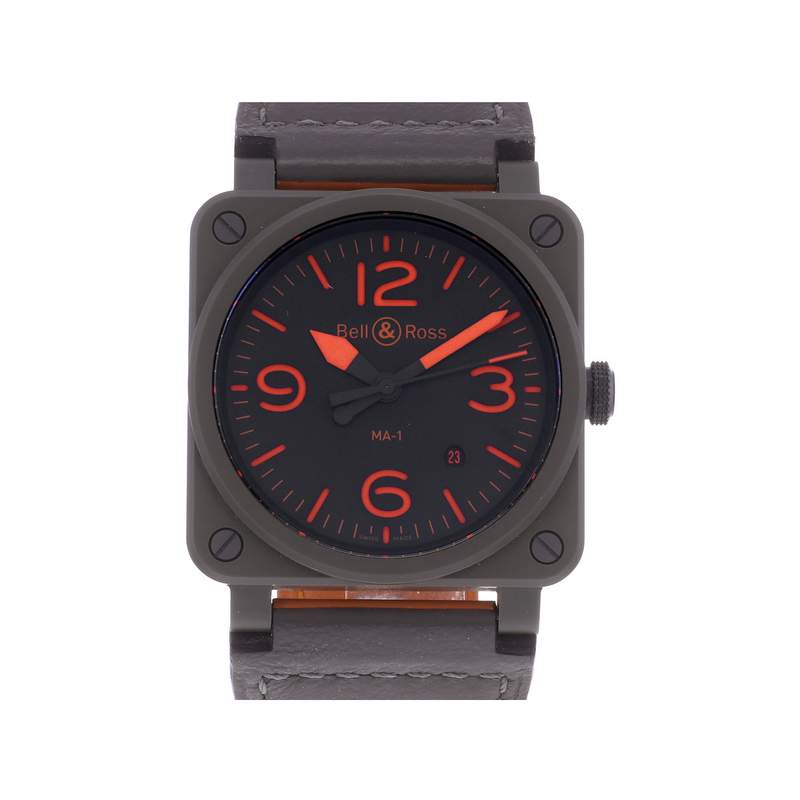 Montre d'occasion BELL & ROSS BR03-92 MA-1 homme automatique bracelet cuir d'origine - vue 1