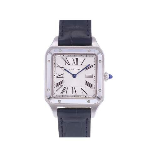 Montre d'occasion CARTIER Santos Dumont homme quartz bracelet cuir d'origine