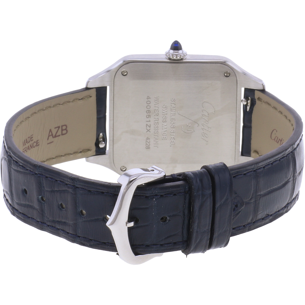 Montre d'occasion CARTIER Santos Dumont homme quartz bracelet cuir d'origine - vue 3
