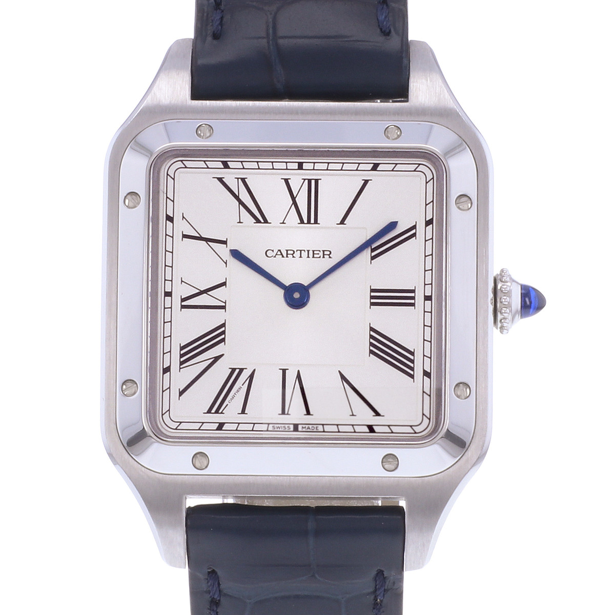 Montre d'occasion CARTIER Santos Dumont homme quartz bracelet cuir d'origine - vue D1