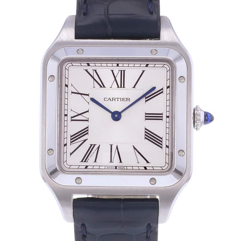 Montre d'occasion CARTIER Santos Dumont homme quartz bracelet cuir d'origine - vue D1